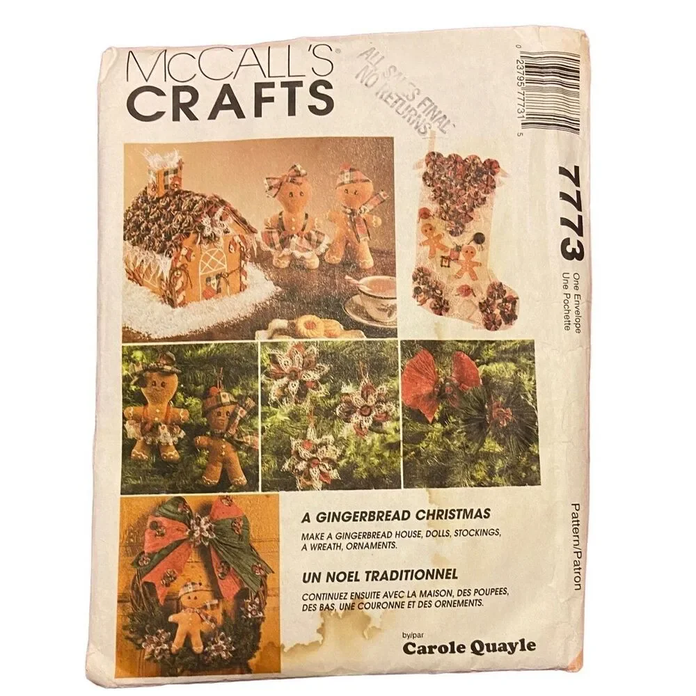 #7773 McCalls Crafts Gingerbread  House ornaments Traditions Sewing Pattern